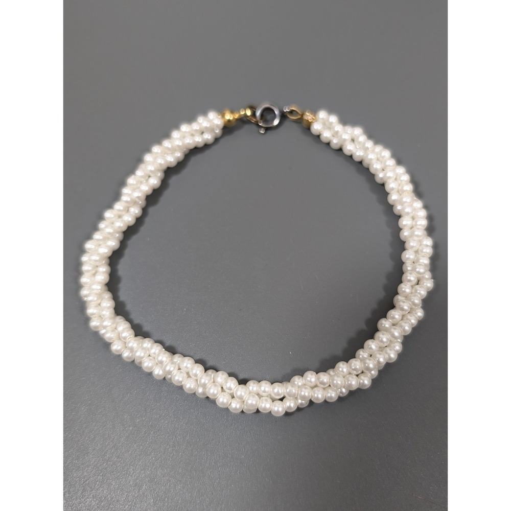Vintage White Faux‎ Pearl Twist Multi Strand Classic Bracelet 7.5 inch